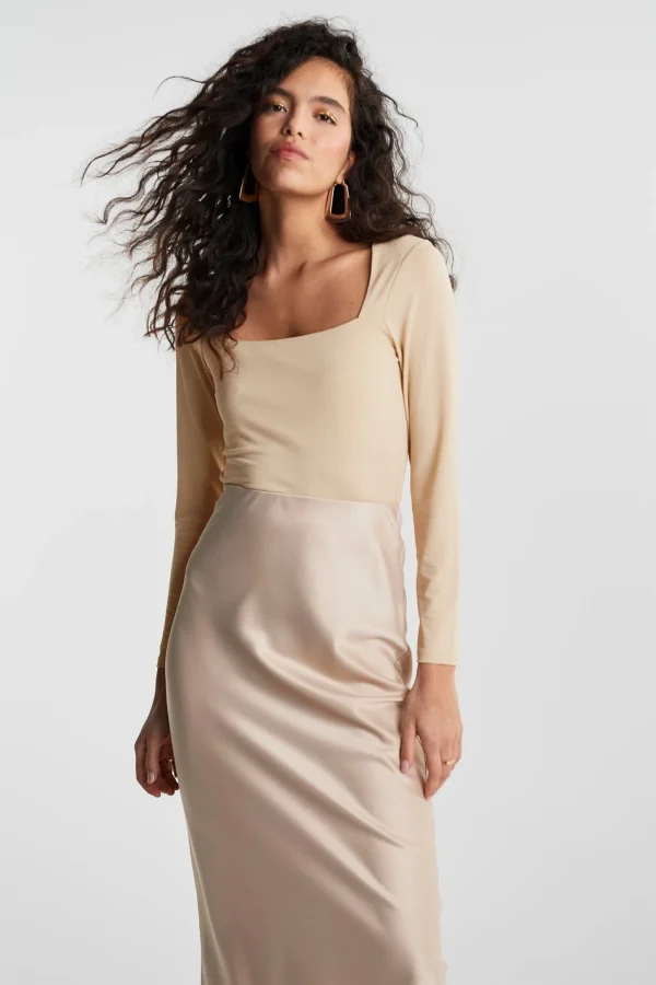 mode tendance Gina Tricot Lea Square Neck Top Oatmeal 3