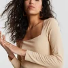 mode tendance Gina Tricot Lea Square Neck Top Oatmeal 10