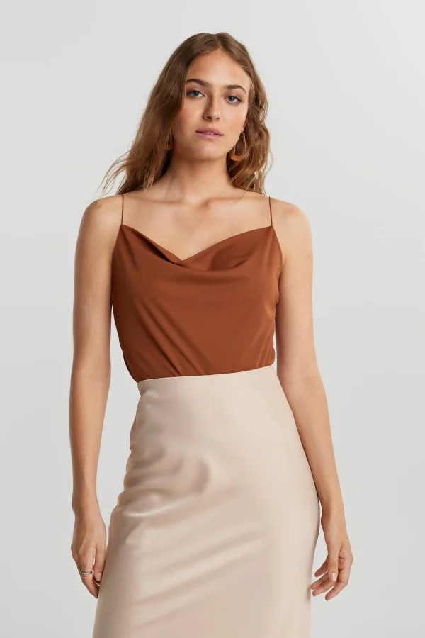 bas prix Gina Tricot Miki Cowlneck Singlet Rust 1
