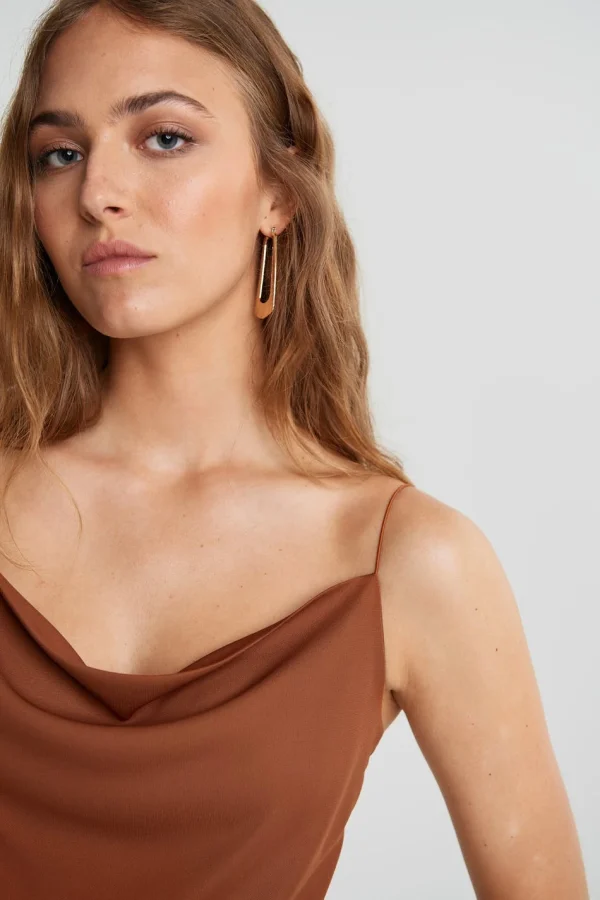 bas prix Gina Tricot Miki Cowlneck Singlet Rust 3