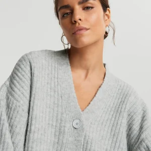 marque pas cher Gina Tricot Rosie Knitted Cardigan Lt Grey Melange 6
