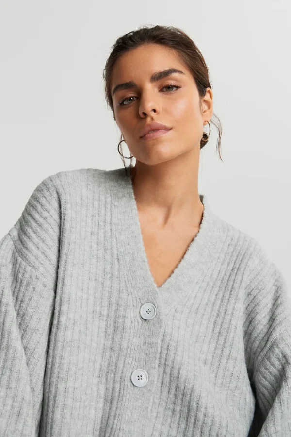 marque pas cher Gina Tricot Rosie Knitted Cardigan Lt Grey Melange 3