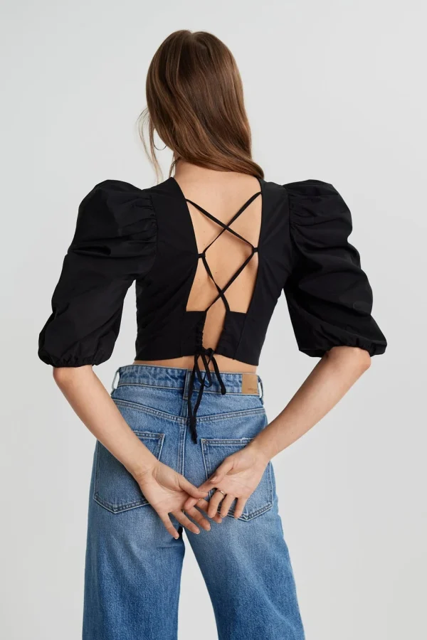 Gina Tricot Ida Open Back Top Black à prix d'occasion 1
