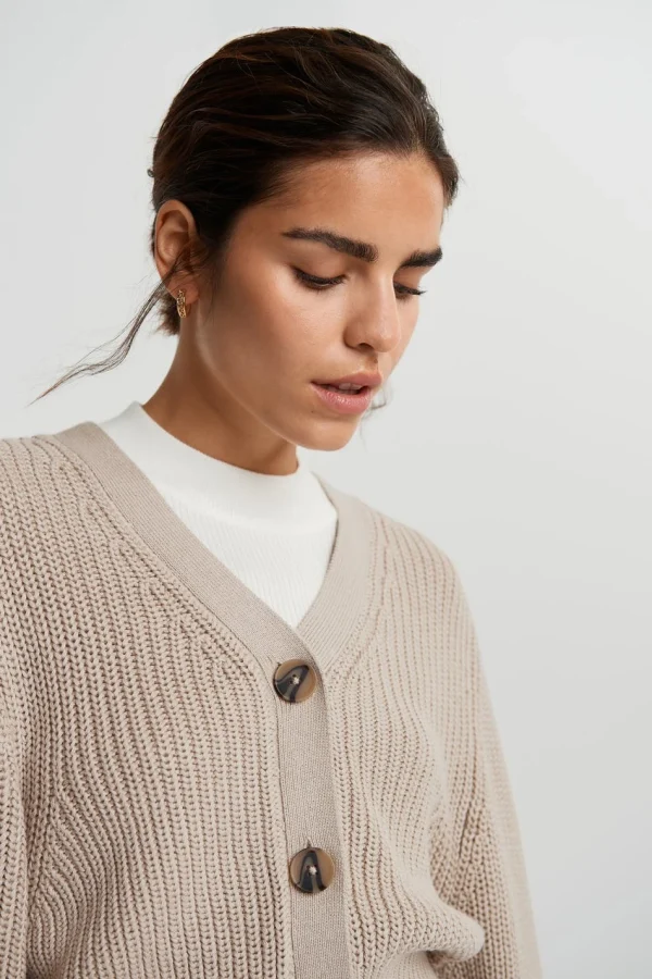 Gina Tricot Kaija Knitted Cardigan Soft Beige Distributeur Officiel 3