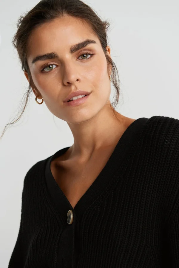 pas cher Gina Tricot Kaija Knitted Cardigan Black 3