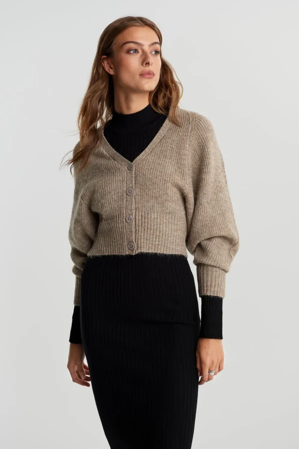marque moins cher Gina Tricot Tilly Knitted Cardigan Dune Melange 1