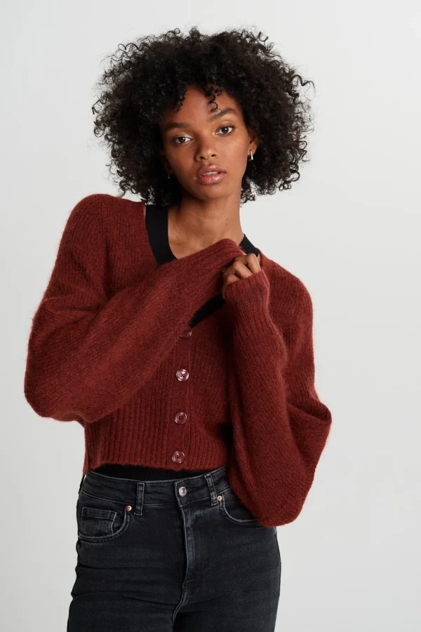 vente chaude Gina Tricot Tilly Knitted Cardigan Fired Brick 1