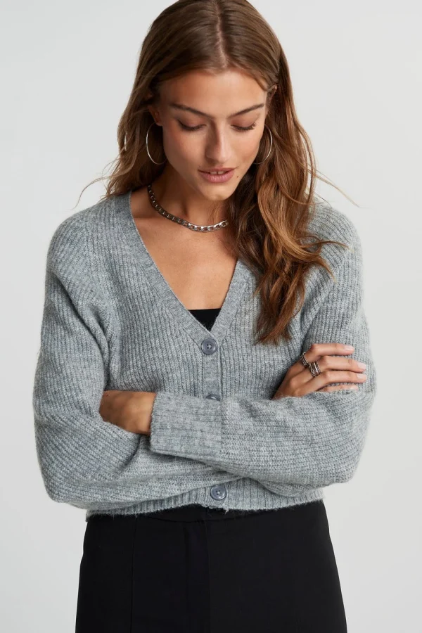 Gina Tricot Tilly Knitted Cardigan Grey Melange achetez 1