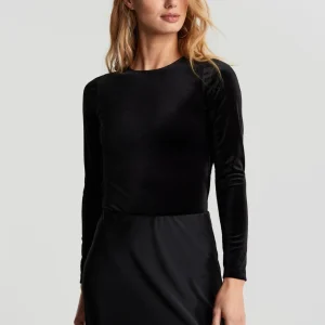 Gina Tricot Velvet Open Back Body Black magasin france 6
