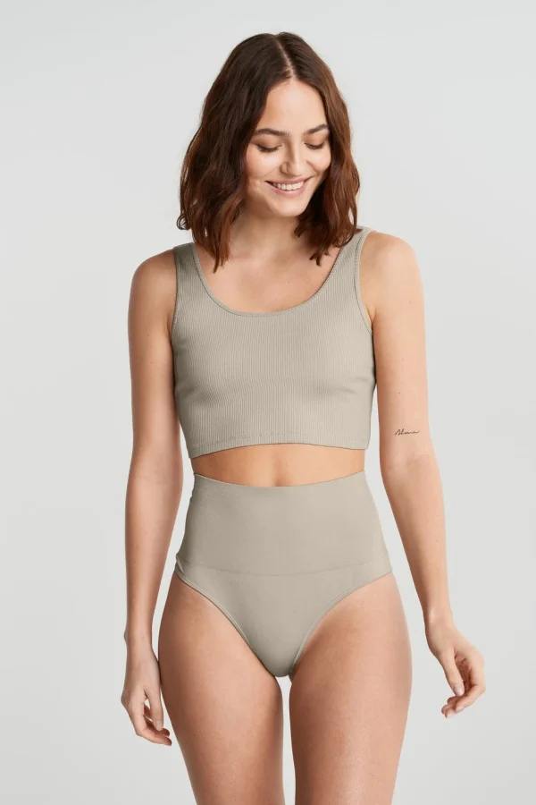 Retour Gratuit Gina Tricot Safia Shaping High Waist String Cream Tan 1