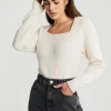 Gina Tricot Kim Knitted Sweater Whitecap Gray vente pas cher 8