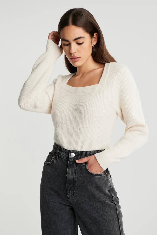 Gina Tricot Kim Knitted Sweater Whitecap Gray vente pas cher 1