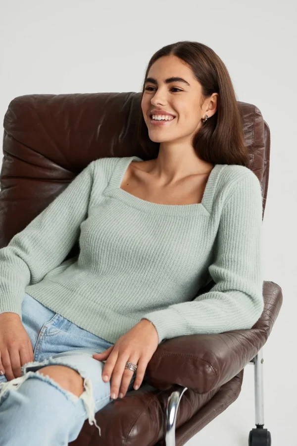 shopping pas cher Gina Tricot Kim Knitted Sweater Aqua Gray 1