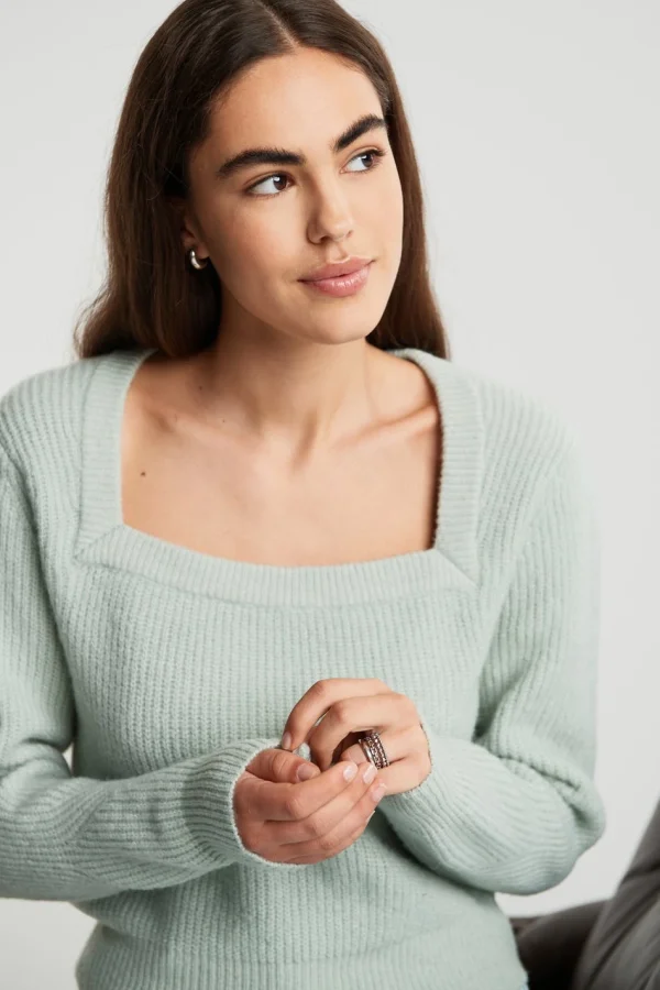 shopping pas cher Gina Tricot Kim Knitted Sweater Aqua Gray 3