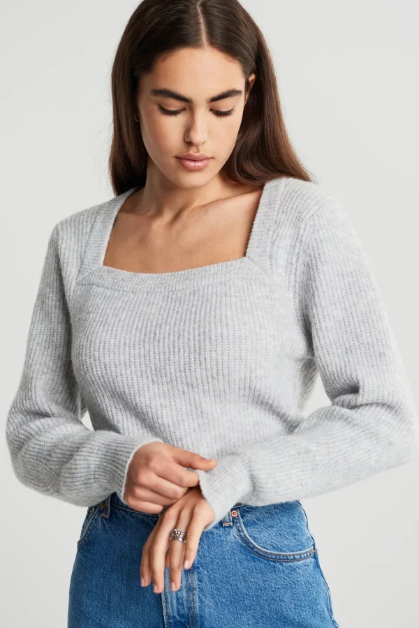 le grand escompte Gina Tricot Kim Knitted Sweater Grey Melange 1