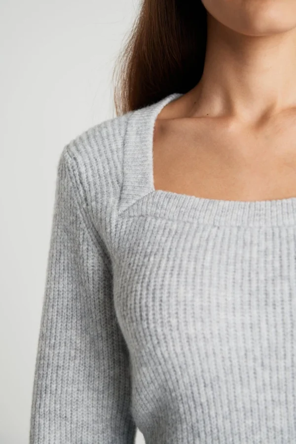 le grand escompte Gina Tricot Kim Knitted Sweater Grey Melange 3