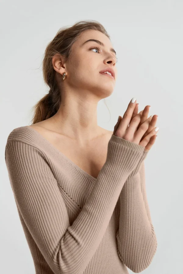 Gina Tricot Kaitlyn Knitted Top Oxford Tan pas cher en ligne 3