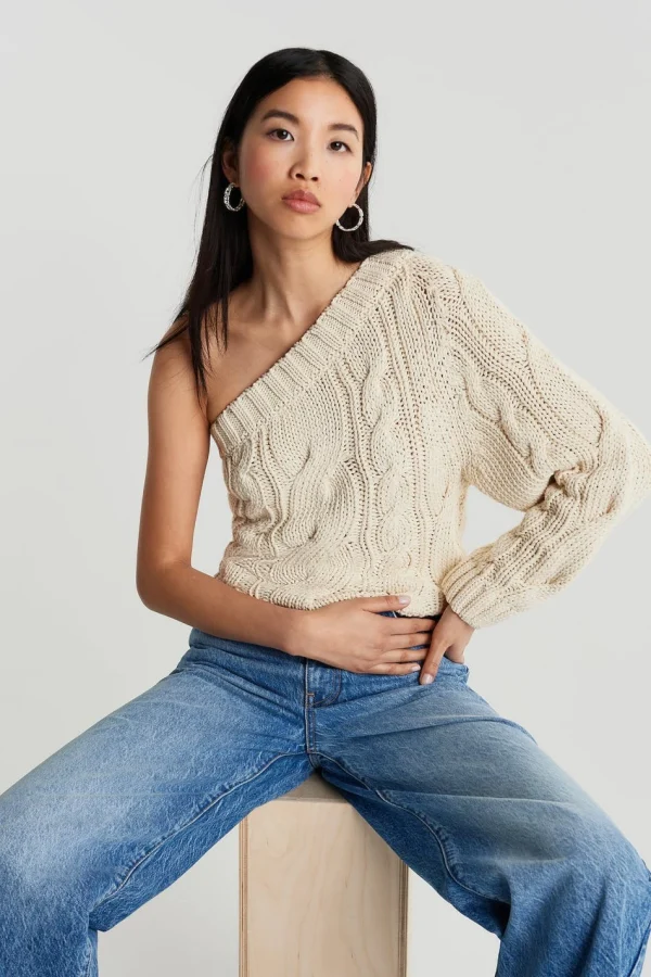 soldes ligne Gina Tricot Norma Knitted Sweater Warm White 1