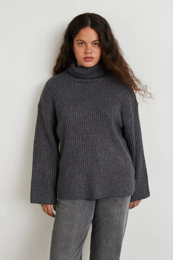 nouvelle saison Gina Tricot Tessa Knitted Sweater Dk Grey Melange 3