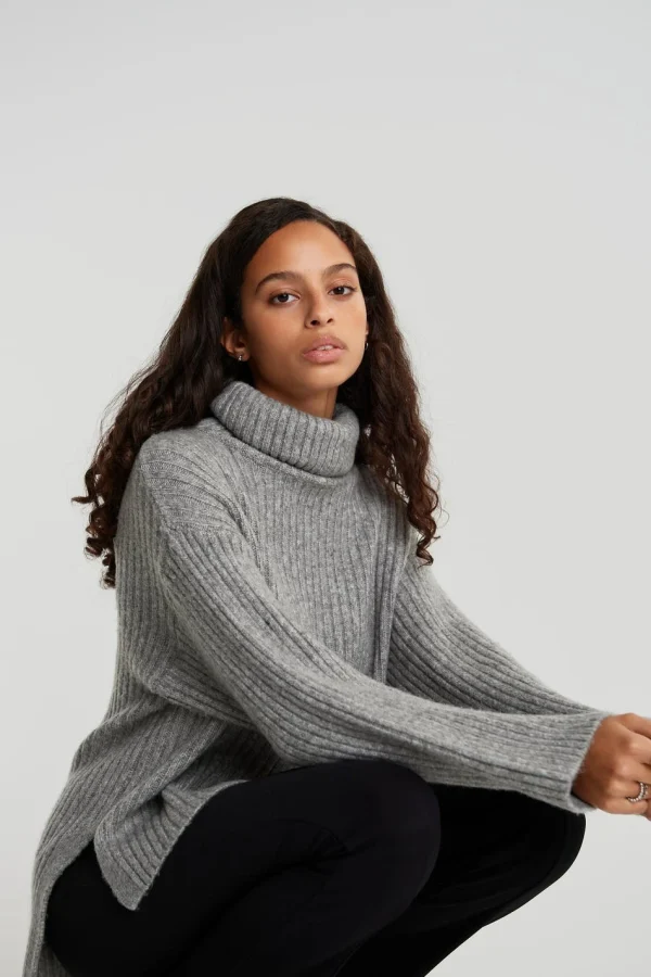Distributeur Officiel Gina Tricot Tessa Knitted Sweater Grey Melange 1