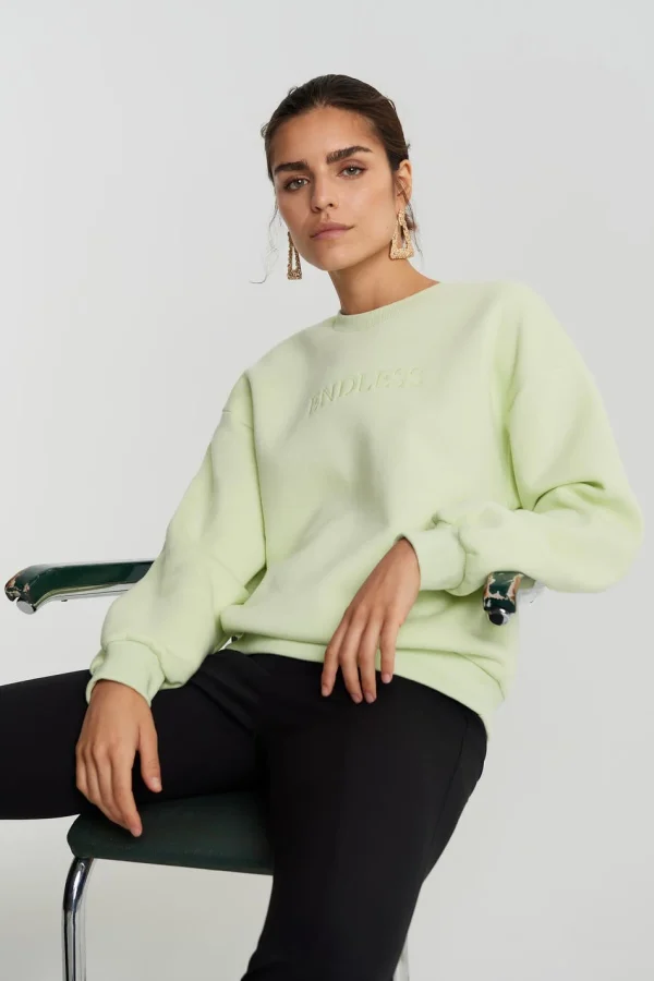 Gina Tricot Riley Sweater Lime Cream/text magasin en ligne 1