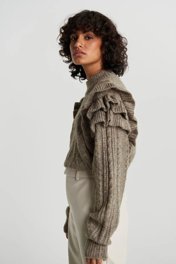 boutique pas cher Gina Tricot Alice Knitted Sweater Dune Melange 1