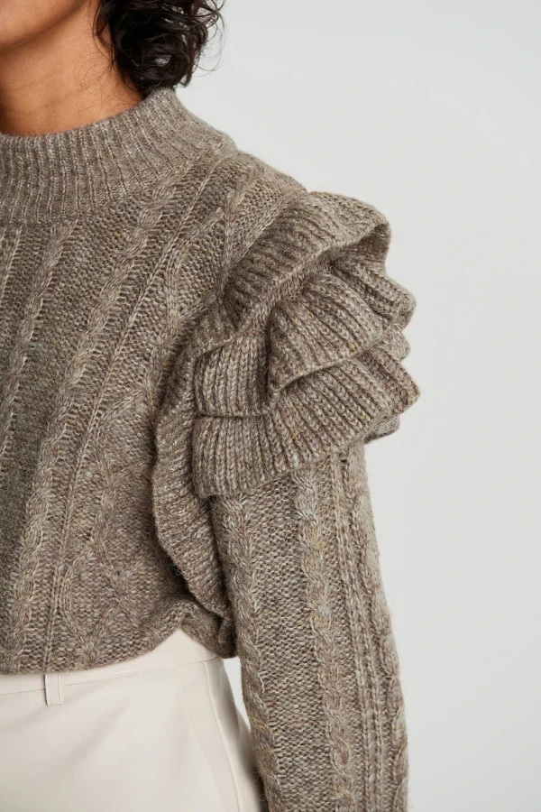 boutique pas cher Gina Tricot Alice Knitted Sweater Dune Melange 3