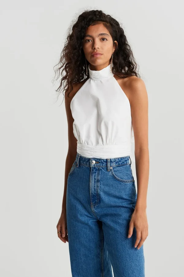 Gina Tricot Poplin Tie Back Top Offwhite acheter en ligne 1