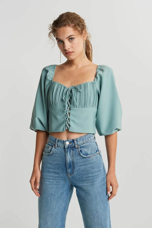 Gina Tricot Ivy Blouse Blue Surf mode 1