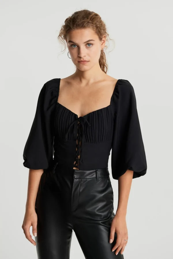 Gina Tricot Ivy Blouse Black Distributeur Officiel 1
