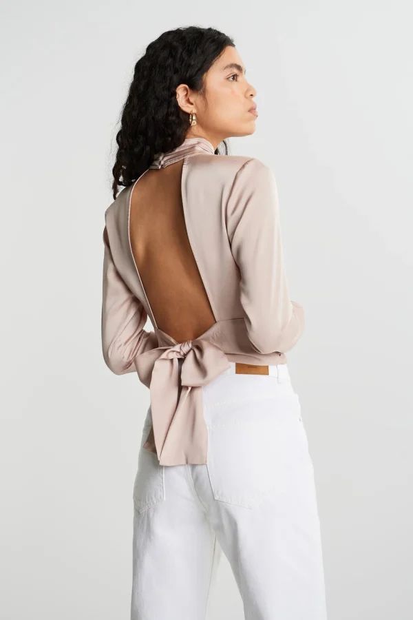 Pas Cher Magasin Soldes Gina Tricot Cass Open Back Top Champagne 1