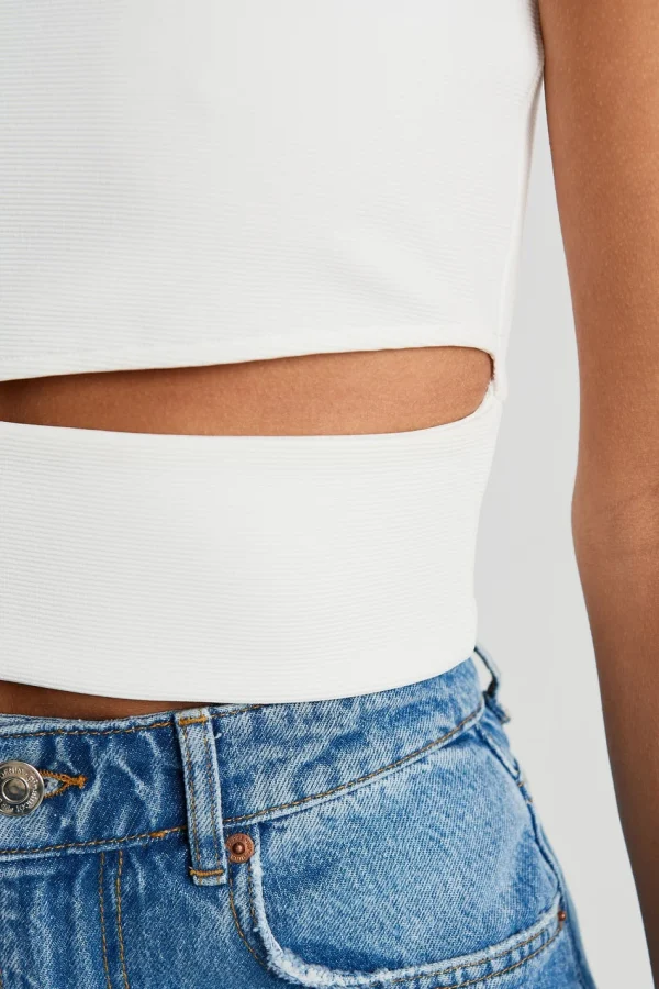 magasin en ligne Gina Tricot Otilia Cutout Top Offwhite 3