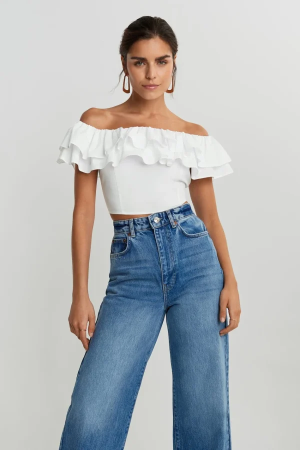 Gina Tricot Vanja Off Shoulder Top Offwhite magasins pas chers 1
