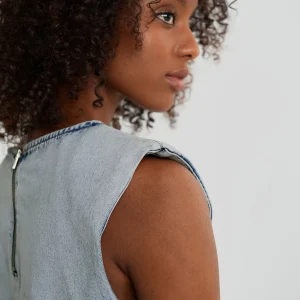 Gina Tricot Sleeveless Denim Top Lt Blue excellents soldes 6
