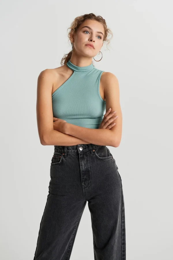 Gina Tricot Nea Asymmetric Top Blue Surf Top ventes 1
