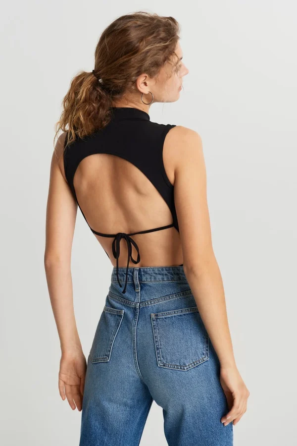 Retour Facile et Gratuit Gina Tricot Donna Open Back Body Black 1
