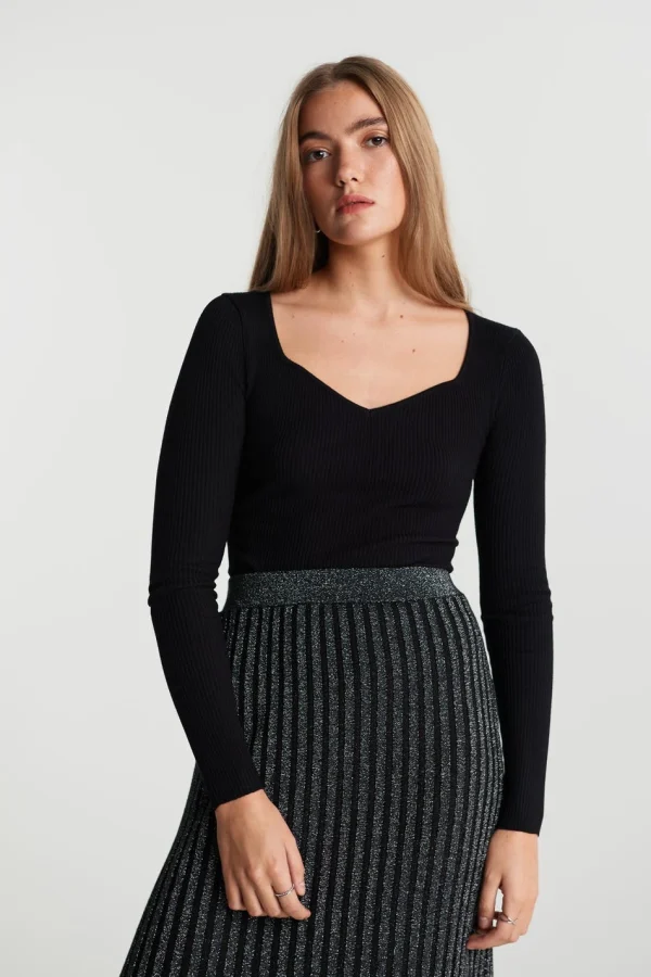 Gina Tricot Gemma Knitted Top Black haute qualité 1