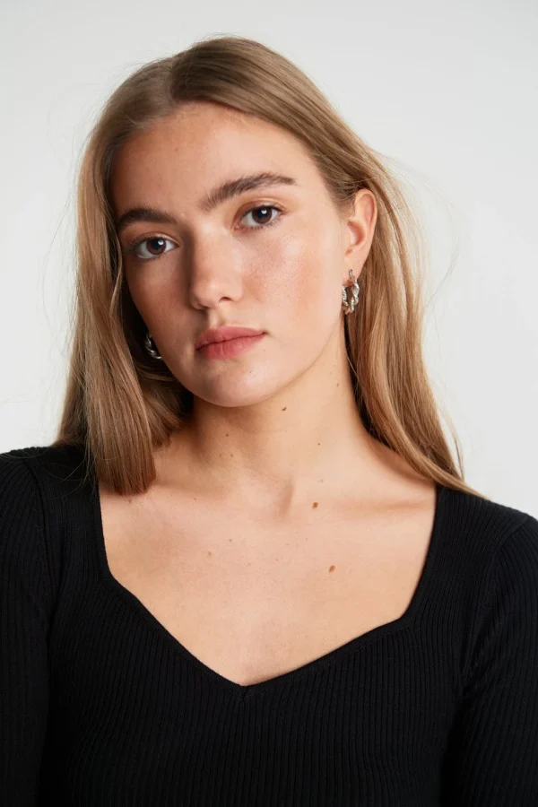 Gina Tricot Gemma Knitted Top Black haute qualité 3
