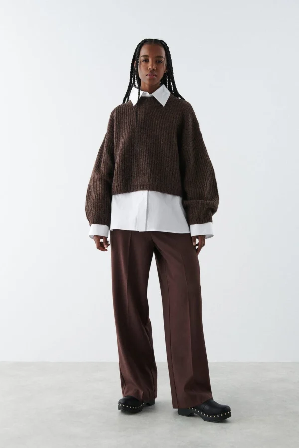 Top ventes Gina Tricot Lana Knitted Sweater Chicory Coffe 3