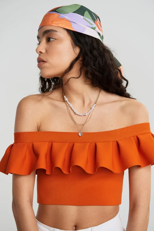 Gina Tricot Grace Knitted Top Orangeade soldes pas cher 1