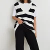 Gina Tricot Harper Knitted Vest Offwhite/black pas cher 10