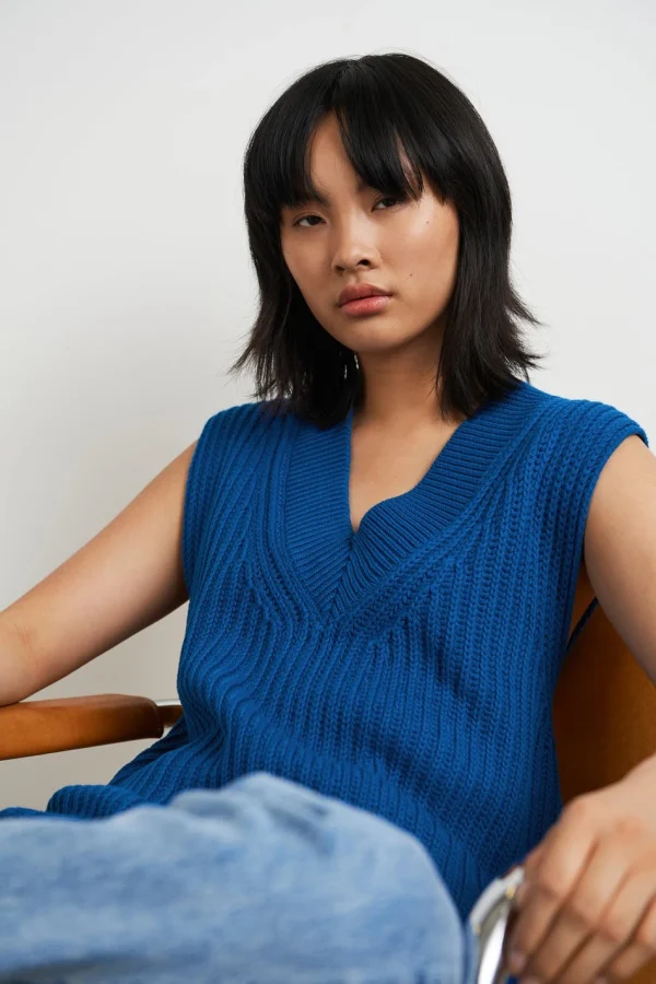 achetez pas cher Gina Tricot Harper Knitted Vest Baleine Blue 1