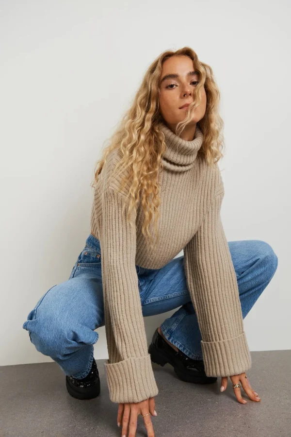 achat pas cher Gina Tricot River Knitted Sweater Plaza Taupe 1
