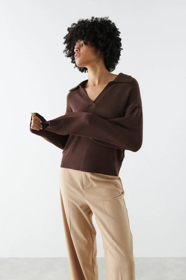 Promotio de vente Gina Tricot Freya Knitted Sweater Chicory Coffe 1