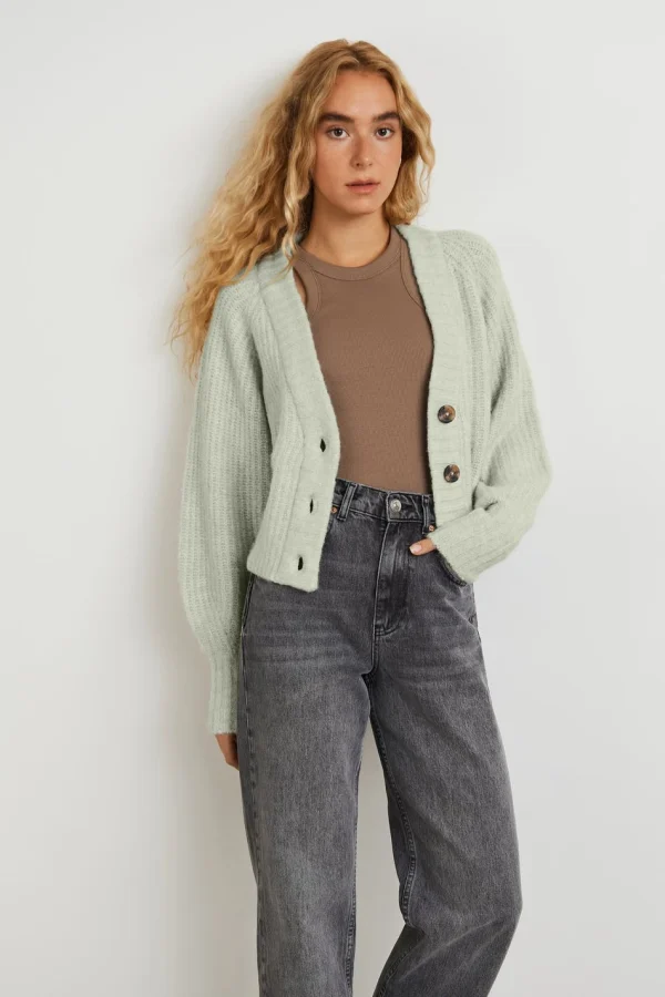grande popularité Gina Tricot Kayla Knitted Cardigan Pale Aqua 1