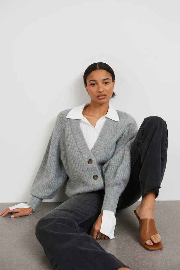 boutique paris Gina Tricot Kayla Knitted Cardigan Lt Grey Melange 3