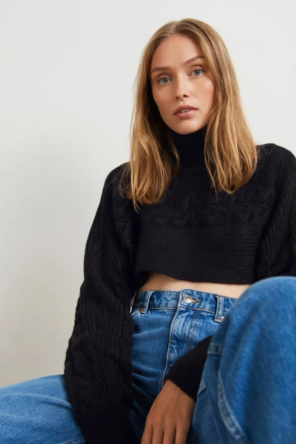 Gina Tricot Camila Knitted Sweater Black vente chaude 1
