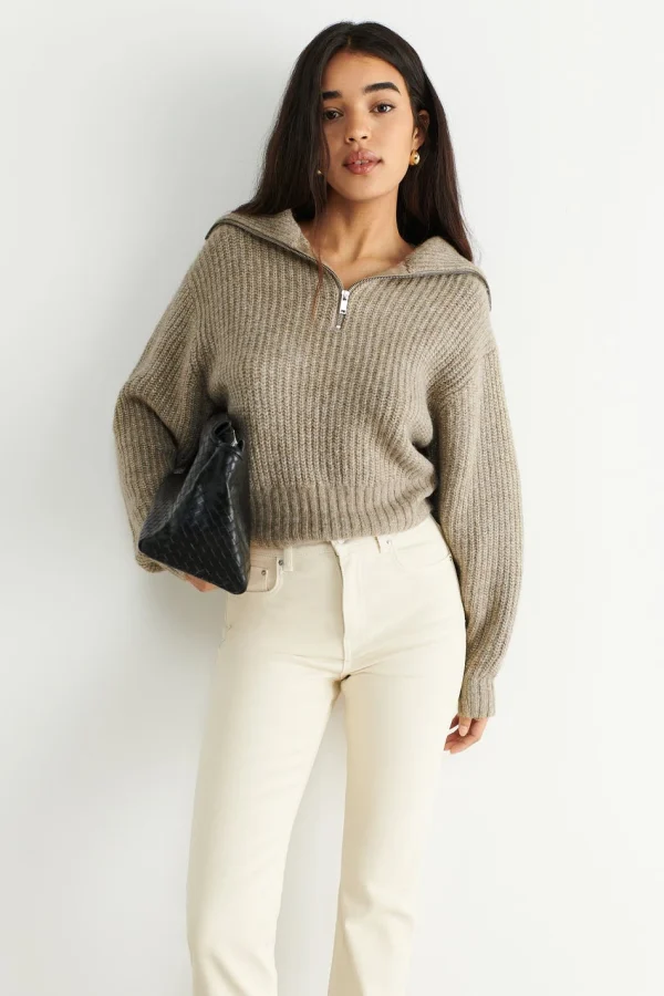 soldes pas cher Gina Tricot Leslie Knitted Sweater Beige Mel 1