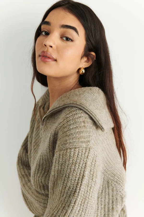 soldes pas cher Gina Tricot Leslie Knitted Sweater Beige Mel 3