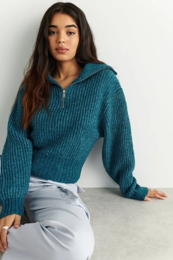 Gina Tricot Leslie Knitted Sweater Blue Distributeur Officiel 1